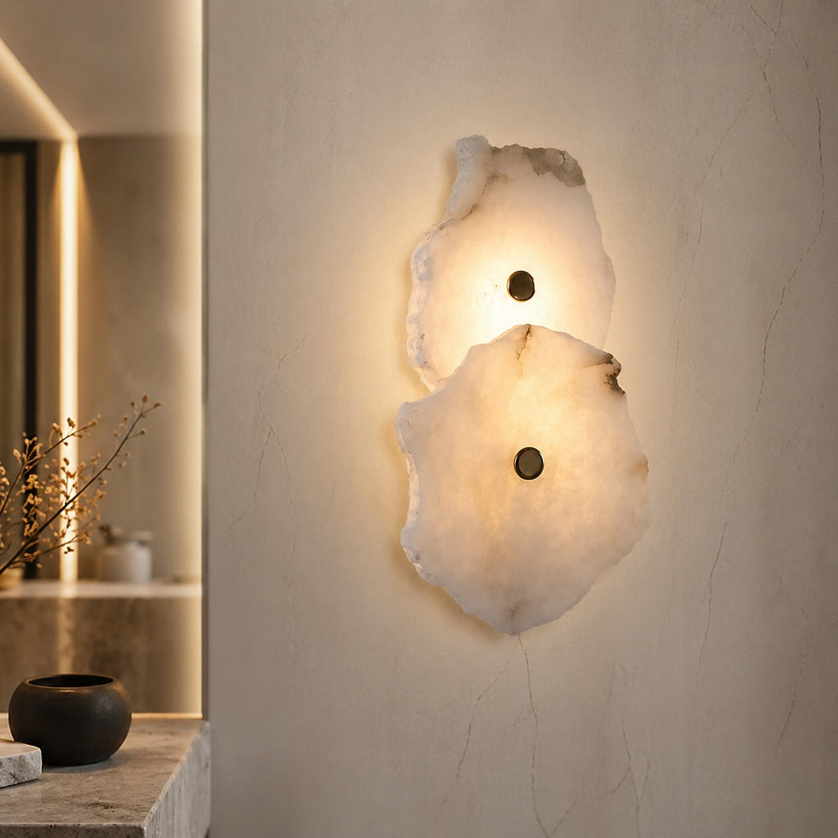 Iron & Marble Wall Light | Adjustable LED Bedroom Sconce