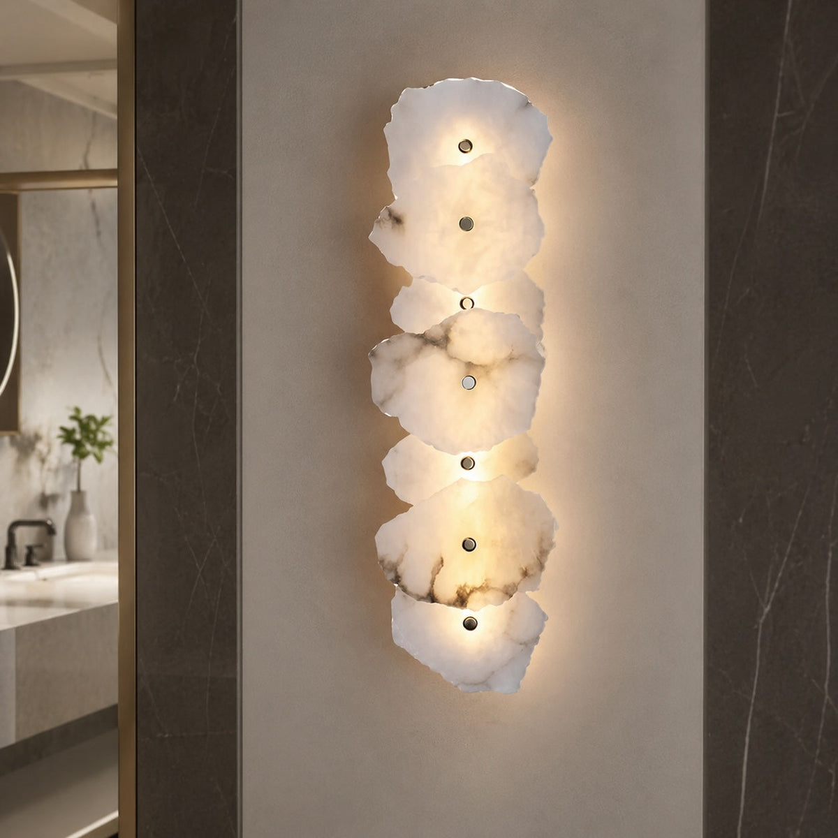 Iron & Marble Wall Light | Adjustable LED Bedroom Sconce
