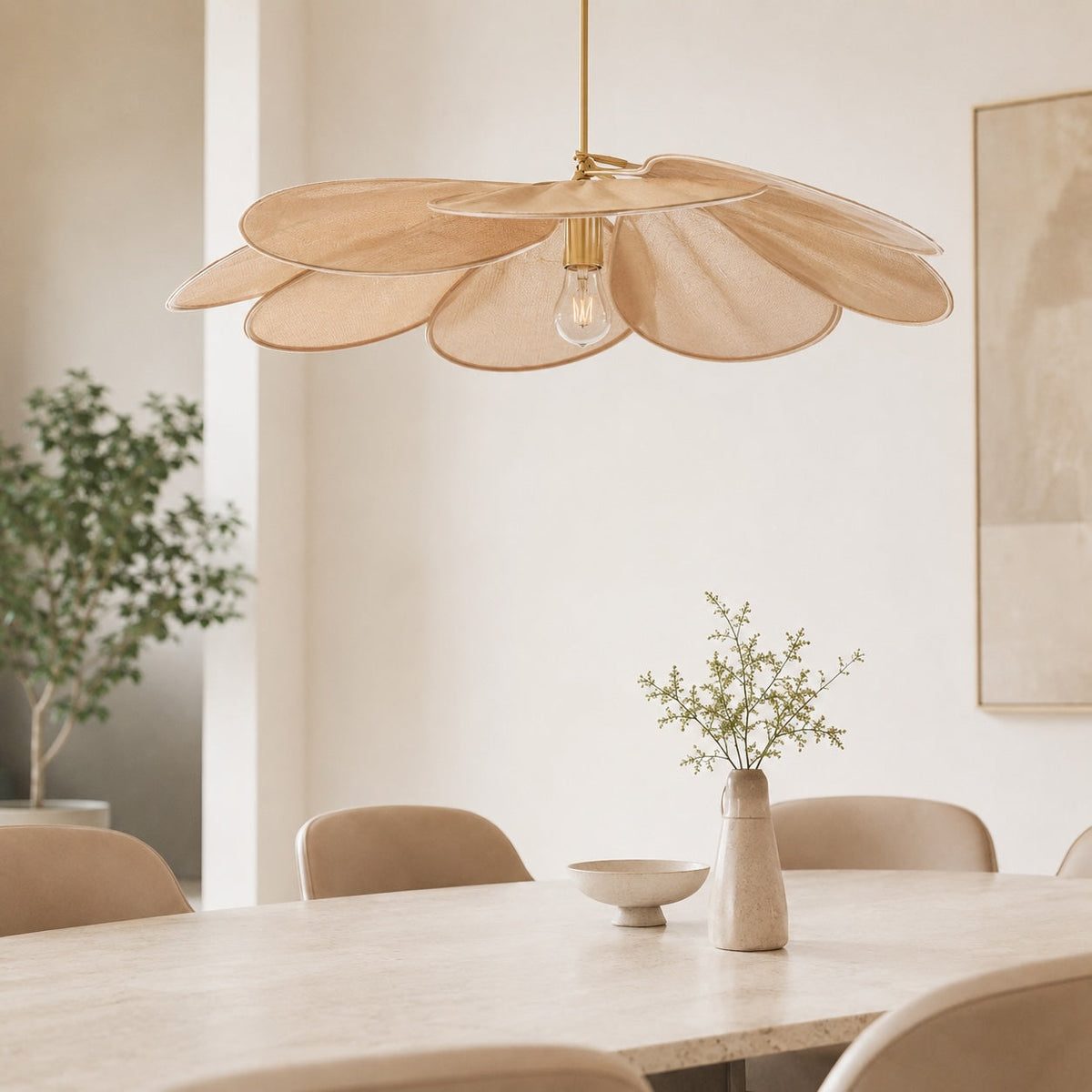 Flower Pendant Lamp | Fabric Shade Adjustable E27 Ceiling Light