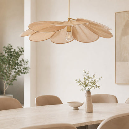 Flower Pendant Lamp | Fabric Shade Adjustable E27 Ceiling Light