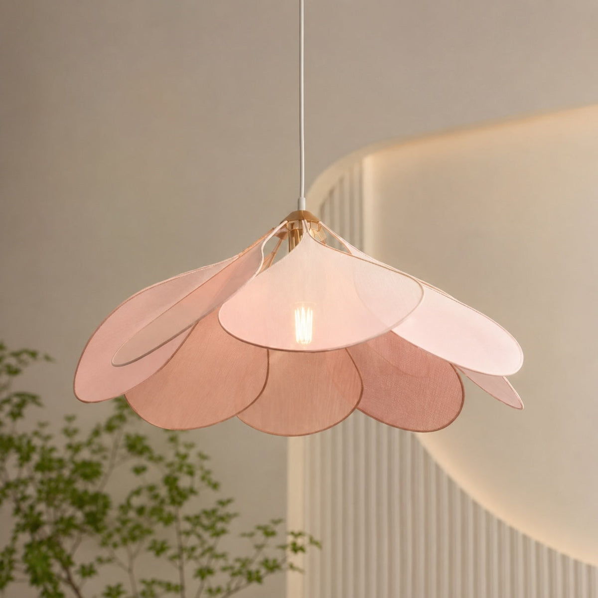 Flower Pendant Lamp | Fabric Shade Adjustable E27 Ceiling Light