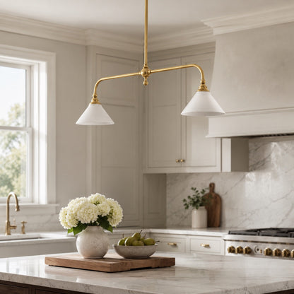 Black Metal Shade Pendant Light | Adjustable Glass LED Fixture