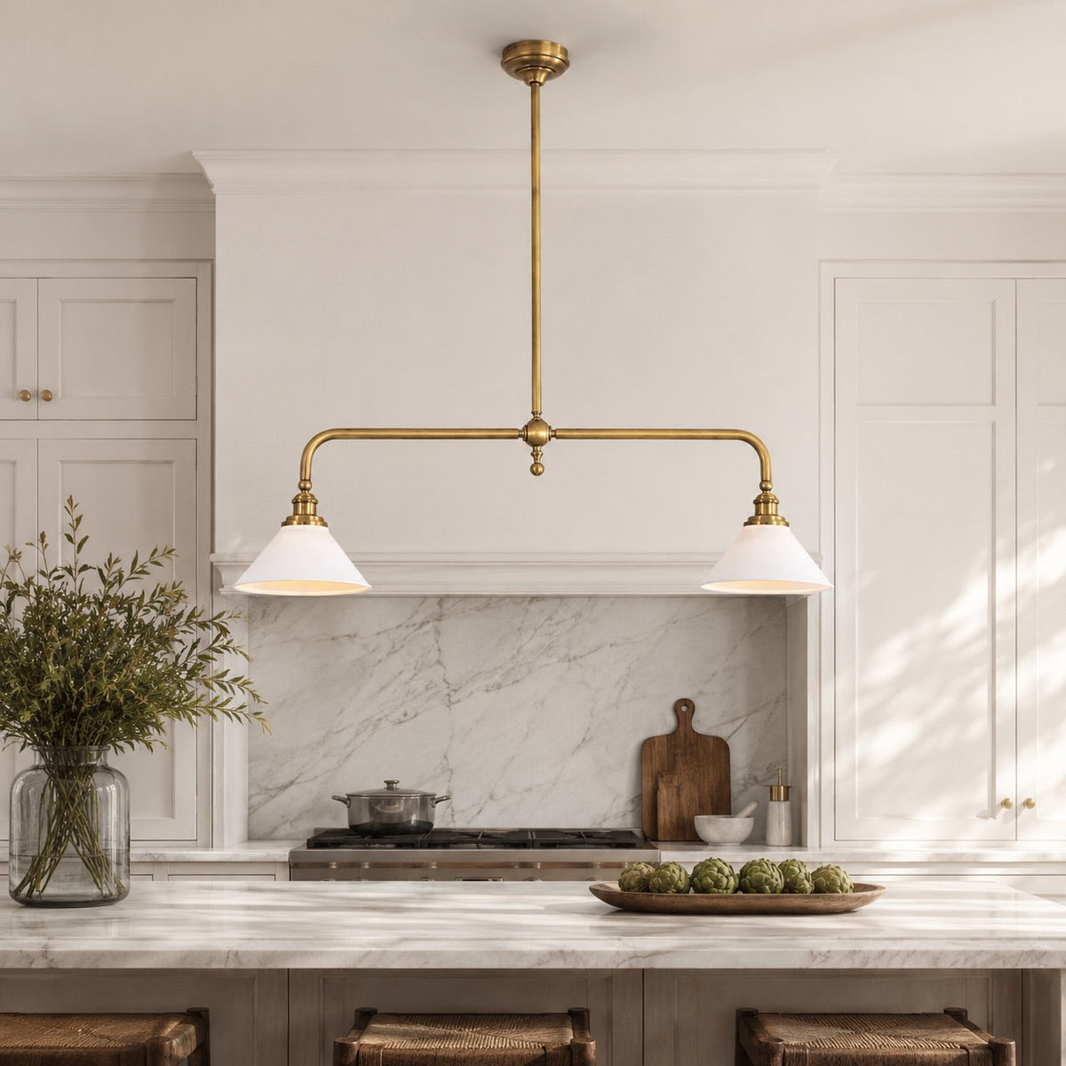 Black Metal Shade Pendant Light | Adjustable Glass LED Fixture