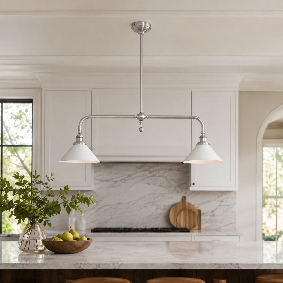 Black Metal Shade Pendant Light | Adjustable Glass LED Fixture