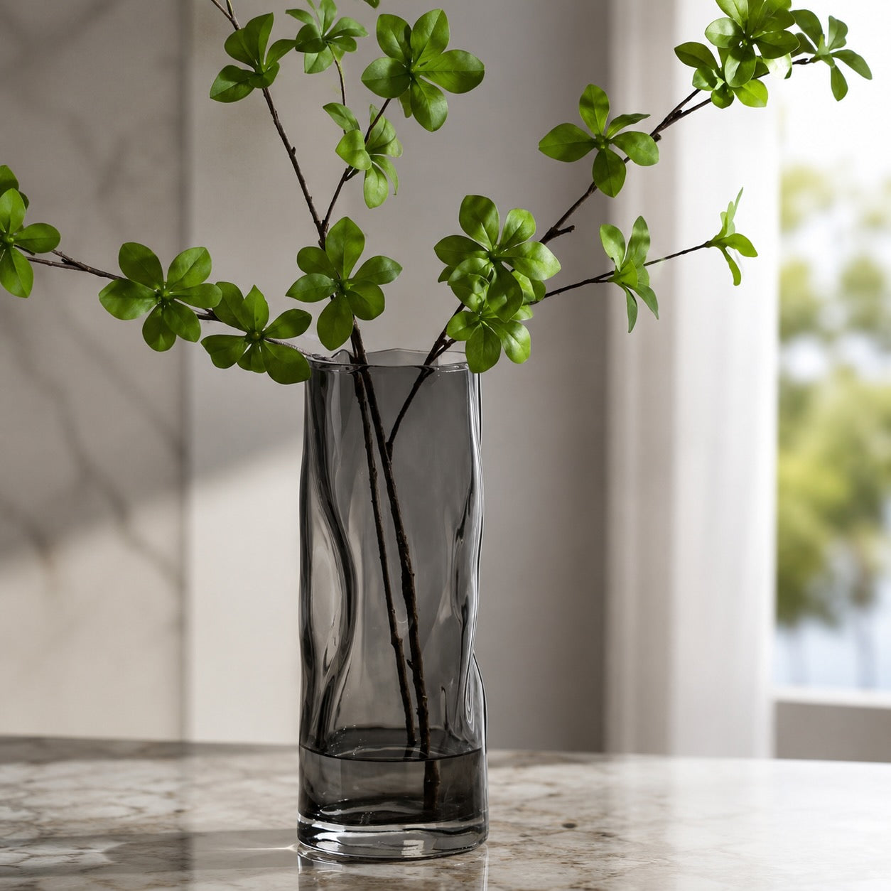 Cylindrical Crystal Glass Vase – Large Contemporary Flower Vase