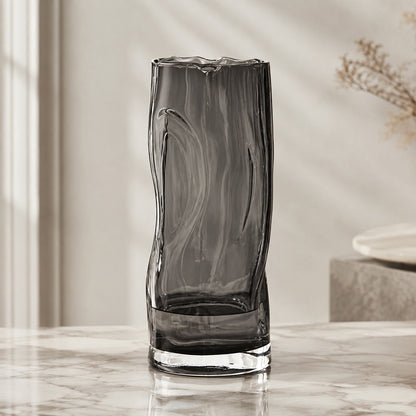 Cylindrical Crystal Glass Vase – Large Contemporary Flower Vase