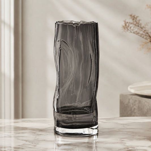 Cylindrical Crystal Glass Vase – Large Contemporary Flower Vase