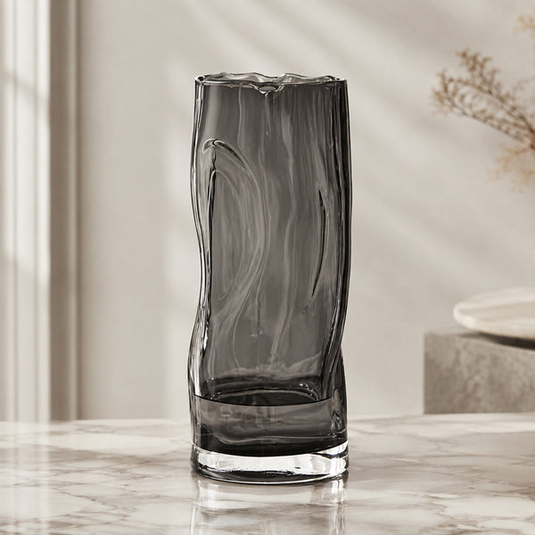 Cylindrical Crystal Glass Vase – Large Contemporary Flower Vase