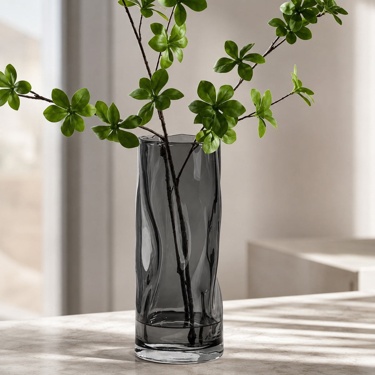 Cylindrical Crystal Glass Vase – Large Contemporary Flower Vase