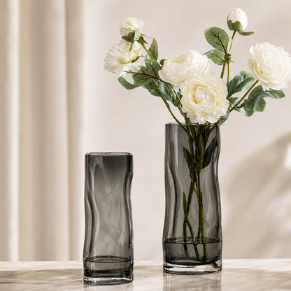 Cylindrical Crystal Glass Vase – Large Contemporary Flower Vase