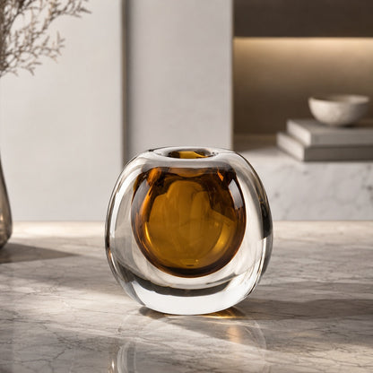 Handcrafted Glass Vase – 14.5cm Crystal Decorative Accent Vase