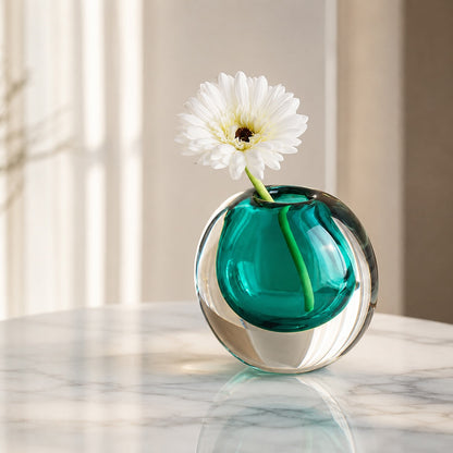 Handcrafted Glass Vase – 14.5cm Crystal Decorative Accent Vase