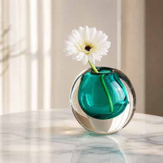 Handcrafted Glass Vase – 14.5cm Crystal Decorative Accent Vase