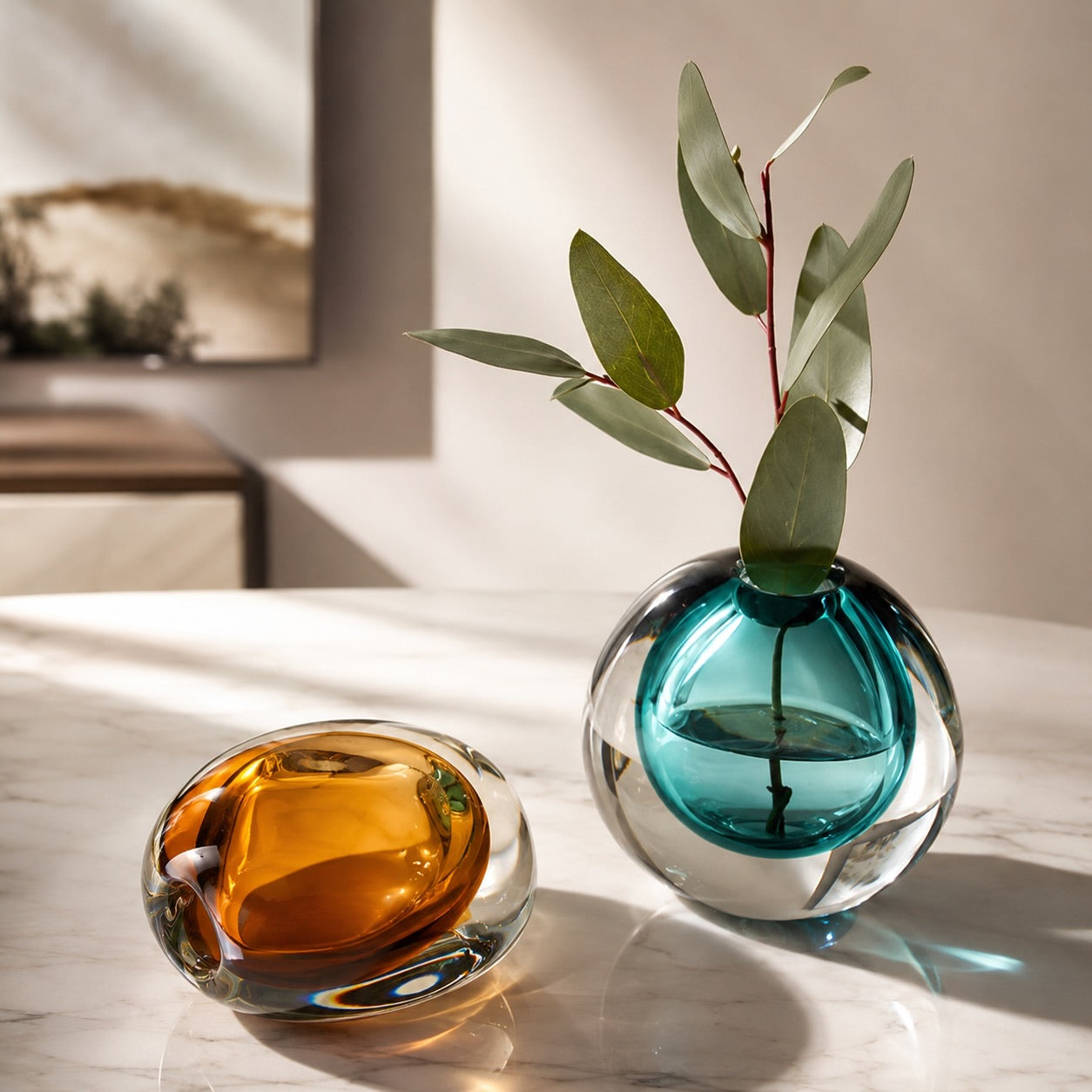 Handcrafted Glass Vase – 14.5cm Crystal Decorative Accent Vase