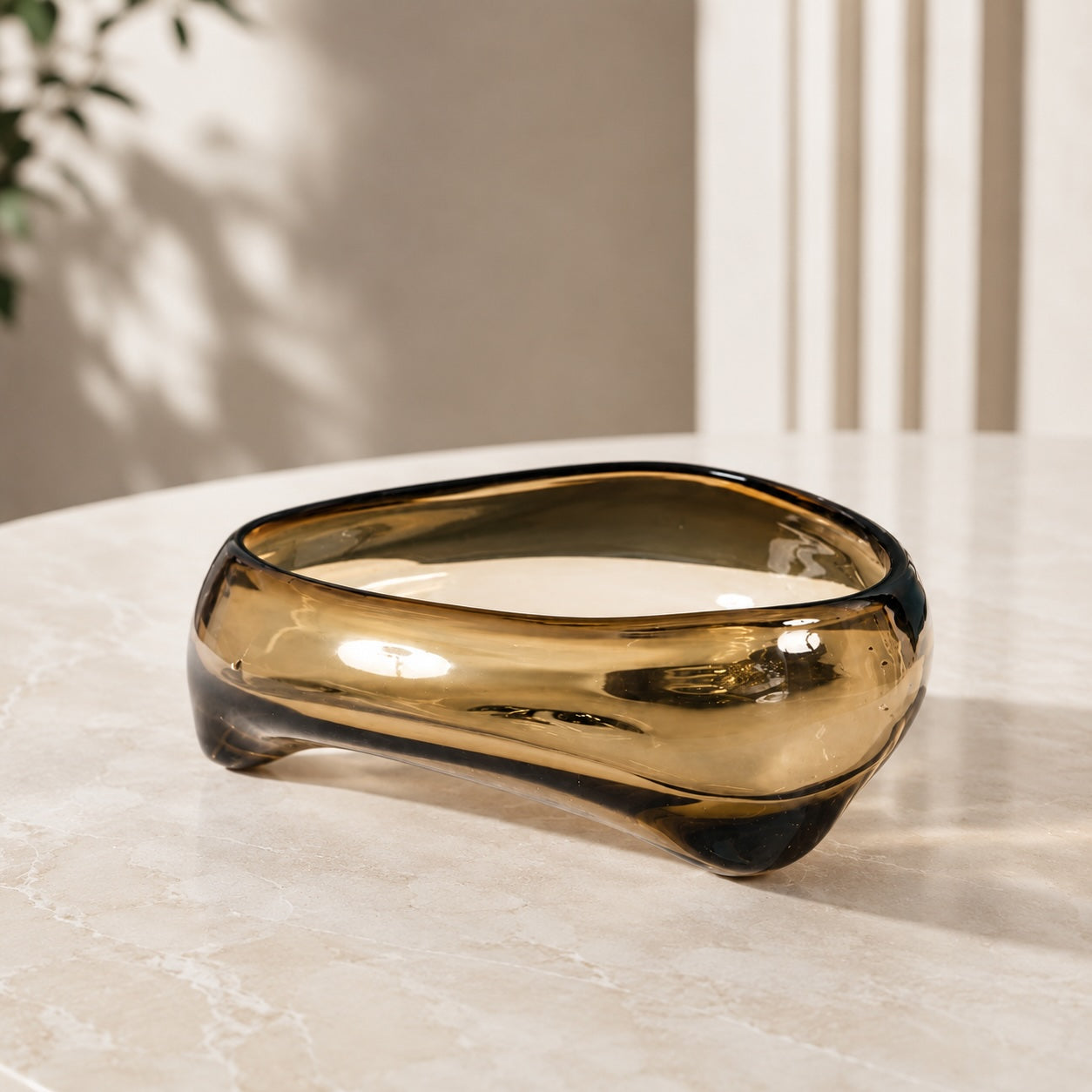 Handblown Glass Decorative Bowl – Fluid Organic Centerpiece