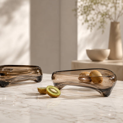 Handblown Glass Decorative Bowl – Fluid Organic Centerpiece