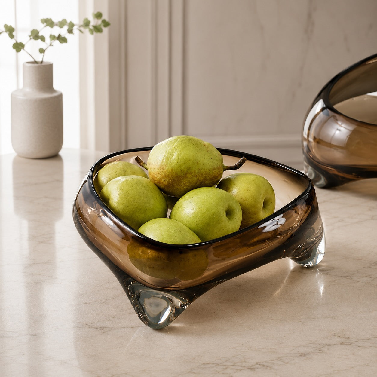 Handblown Glass Decorative Bowl – Fluid Organic Centerpiece