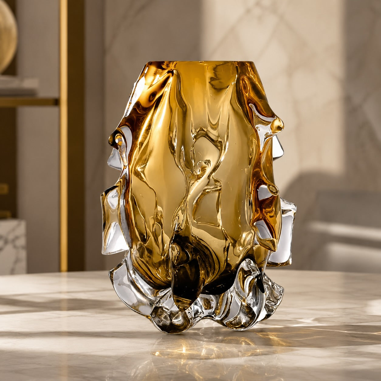 Hand-Blown Art Glass Vase – Crystal Decorative Centerpiece