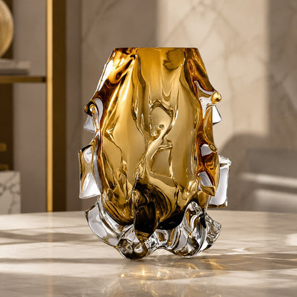 Hand-Blown Art Glass Vase – Crystal Decorative Centerpiece