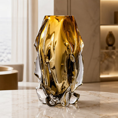 Hand-Blown Art Glass Vase – Crystal Decorative Centerpiece