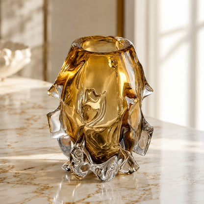 Hand-Blown Art Glass Vase – Crystal Decorative Centerpiece