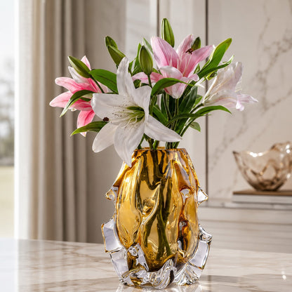 Hand-Blown Art Glass Vase – Crystal Decorative Centerpiece