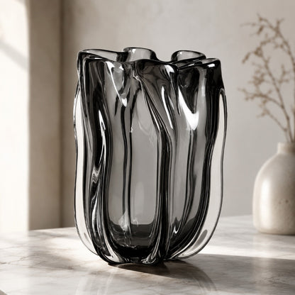 Hand-Blown Glass Flower Vase – Large Unique Sculptural Vessel
