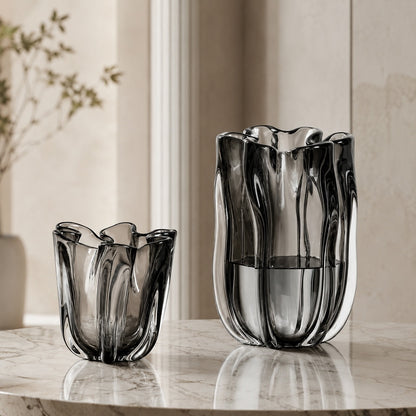 Hand-Blown Glass Flower Vase – Large Unique Sculptural Vessel