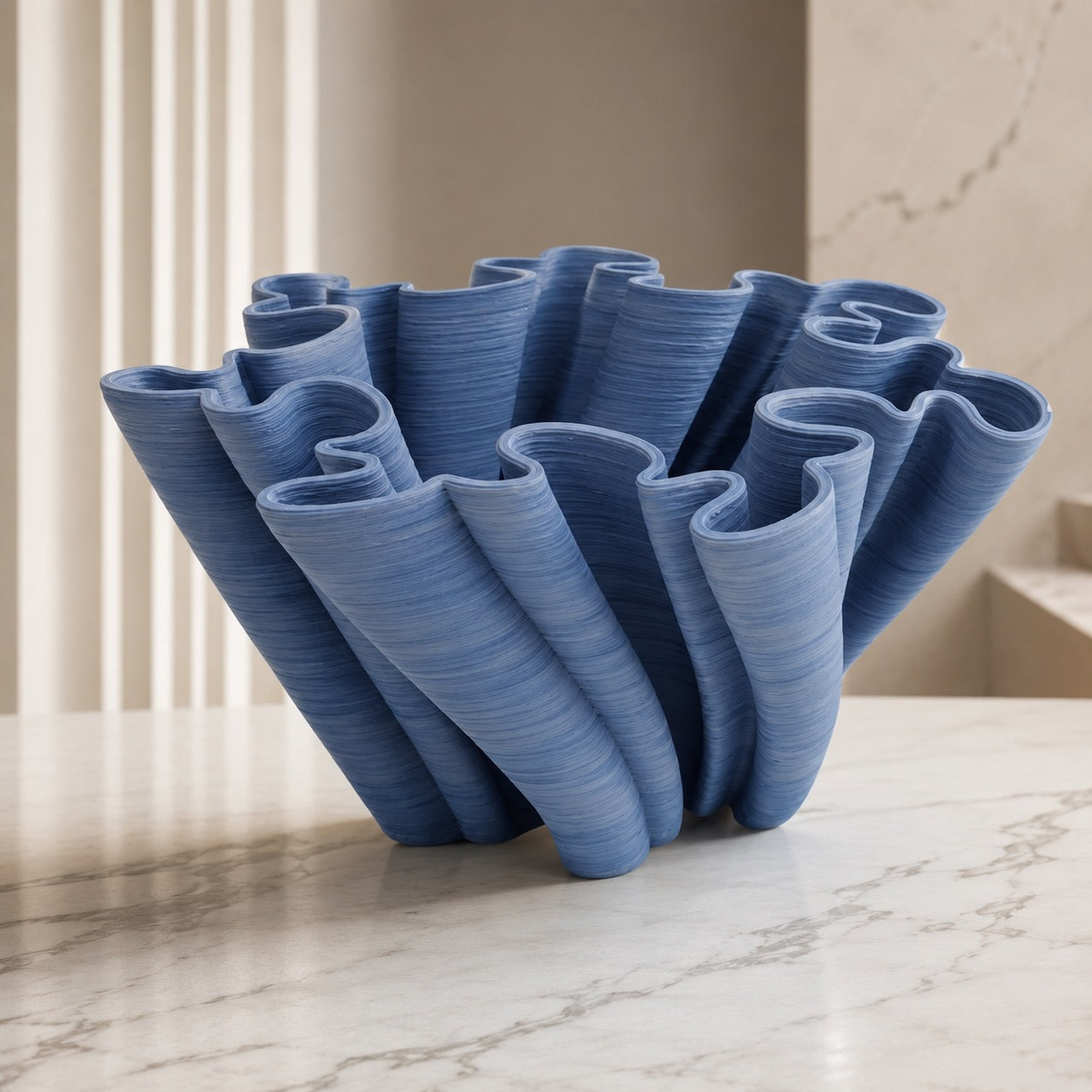 White Ceramic Wave Vase – 13" Handcrafted Sculptural Vase