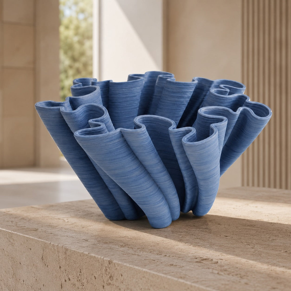 White Ceramic Wave Vase – 13" Handcrafted Sculptural Vase