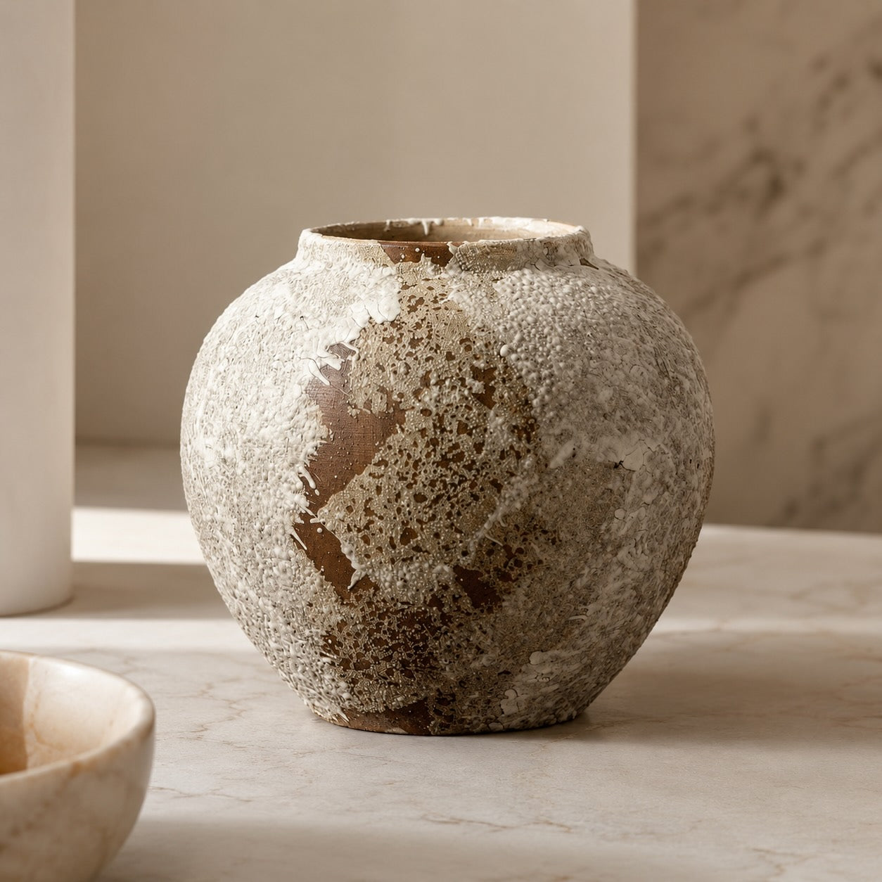 Minimalist Ceramic Vase – Stone-Textured Decorative Accent