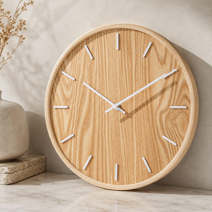 Solid Wood Wall Clock | Minimalist Natural Grain Decor
