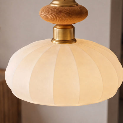 Brass & Walnut Glass Pendant | Adjustable Kitchen Island Light