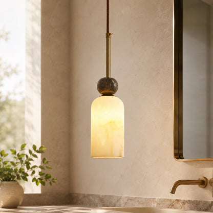 Marble Sphere Pendant Lamp | Faux Alabaster Kitchen Light