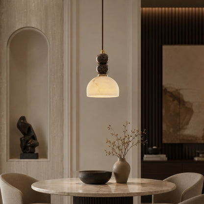Marble Sphere Pendant Lamp | Faux Alabaster Kitchen Light
