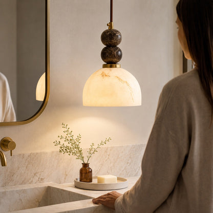 Marble Sphere Pendant Lamp | Faux Alabaster Kitchen Light
