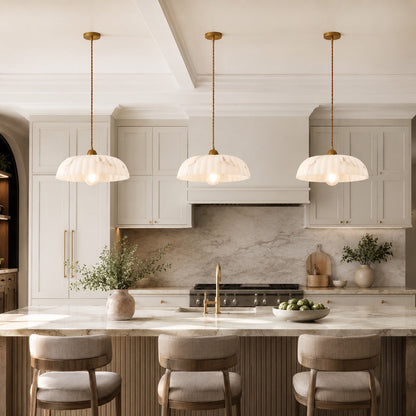 Alabaster Shade Pendant Light | Antique Gold Dimmable Fixture