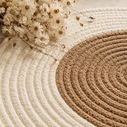 Boho Oval Hemp Rug – Handmade Washable Natural Fiber Accent Rug