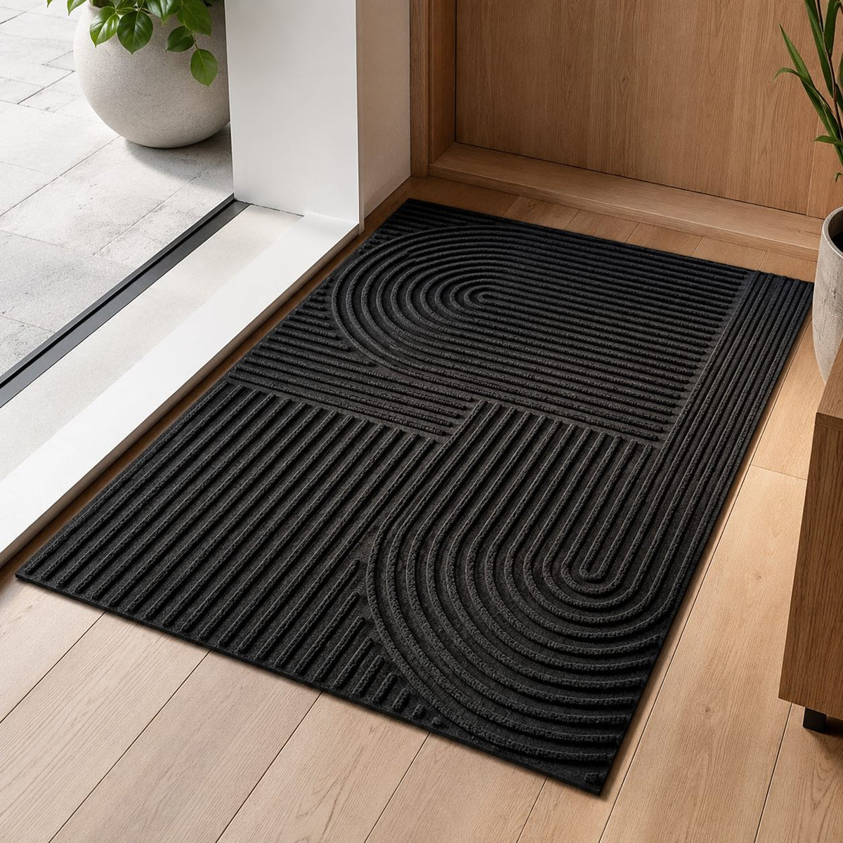 Ribbed Outdoor Door Mat – Microfiber PVC Lightweight Entry Mat