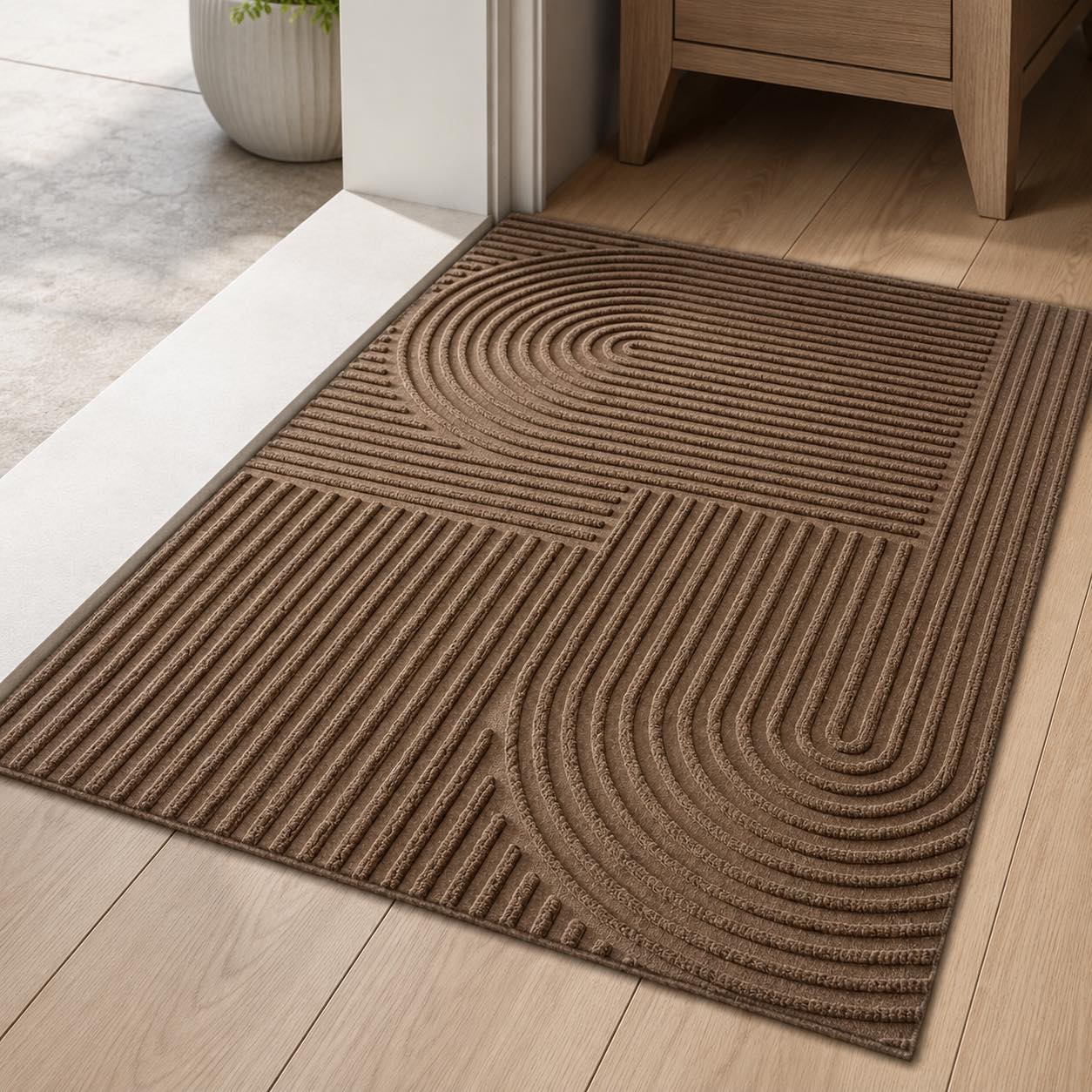 Ribbed Outdoor Door Mat – Microfiber PVC Lightweight Entry Mat