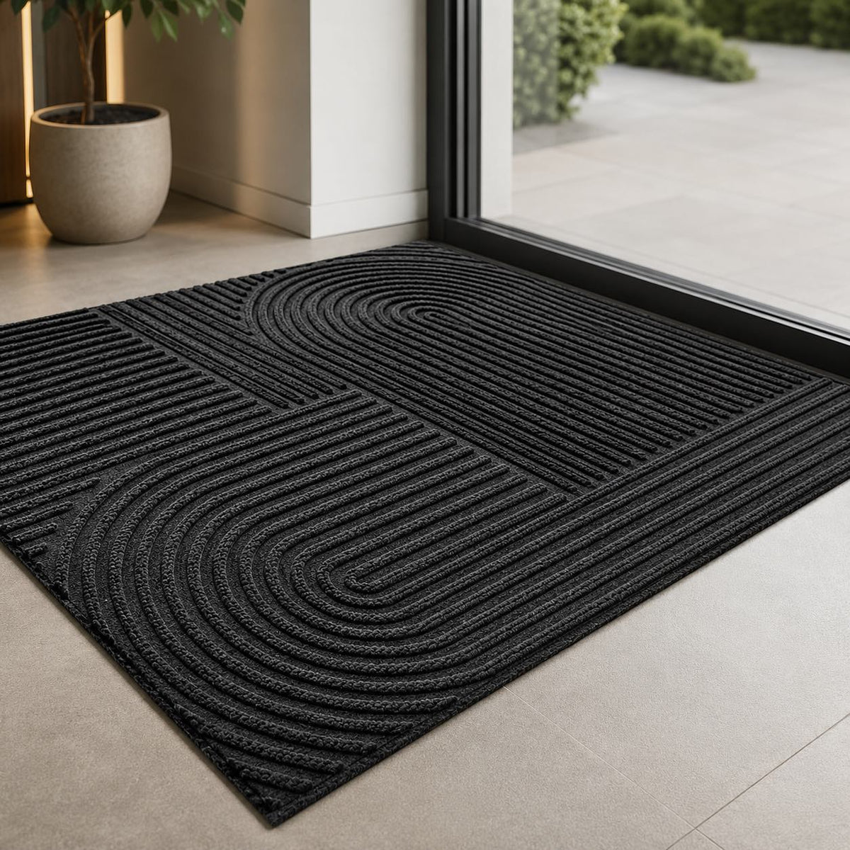 Ribbed Outdoor Door Mat – Microfiber PVC Lightweight Entry Mat