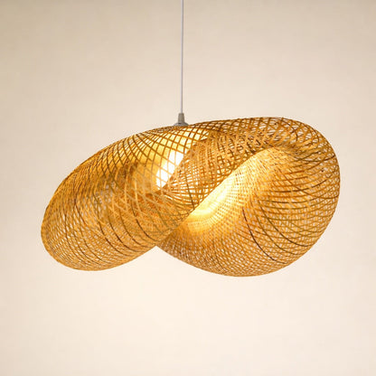 Rattan Wave Pendant Light | Modern LED Hanging Lamp