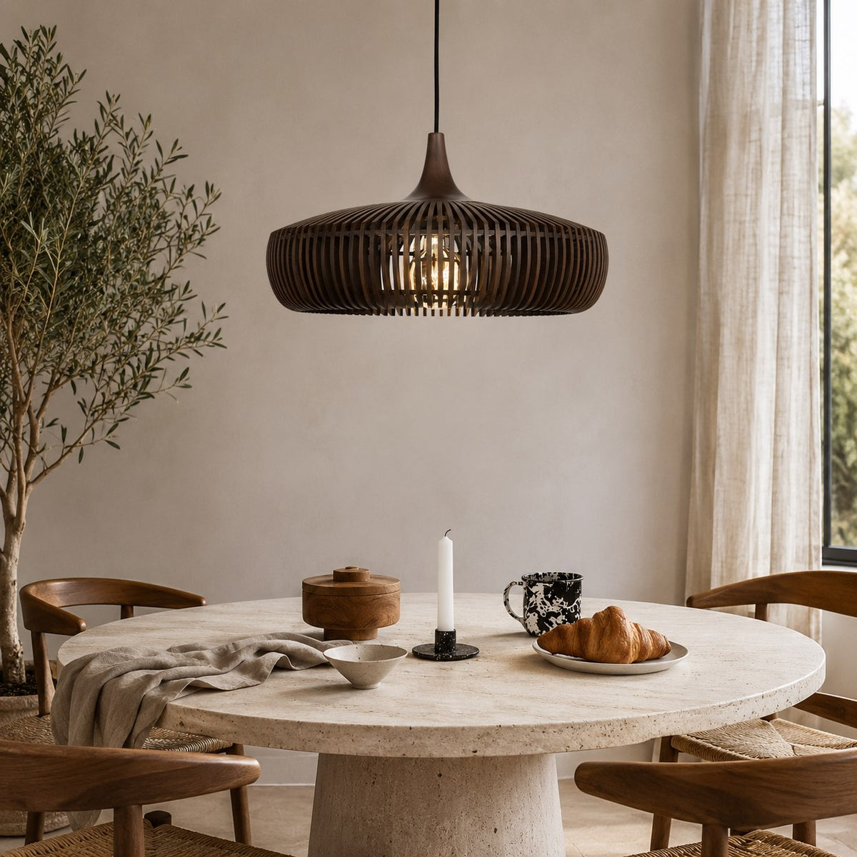 Scandinavian Wood Pendant Lamp | Minimalist LED Ceiling Light