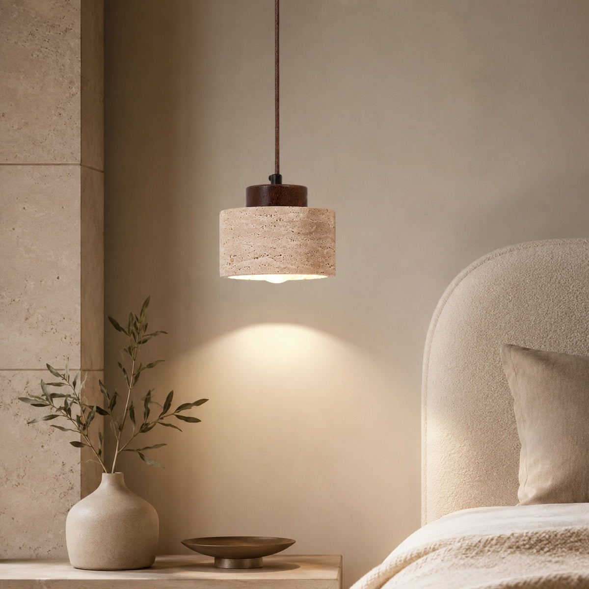 Travertine Stone Pendant Lamp | Nordic Minimalist Light