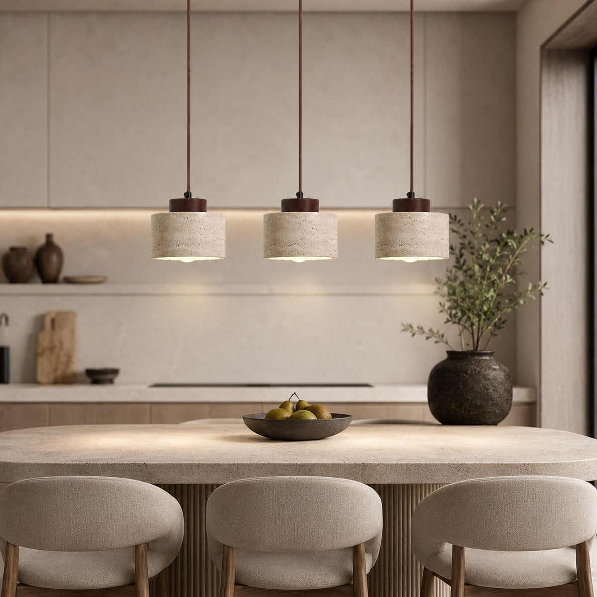 Travertine Stone Pendant Lamp | Nordic Minimalist Light