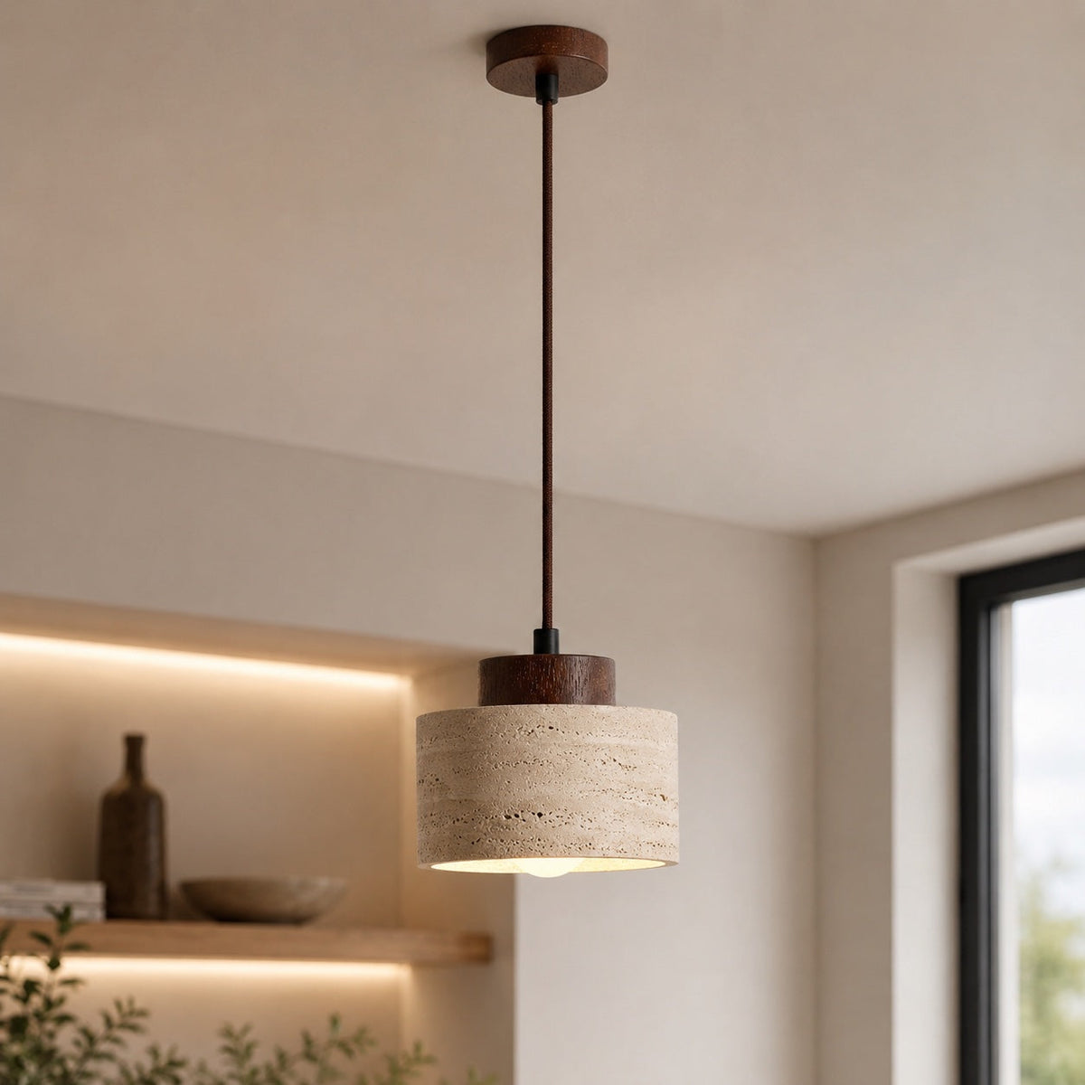 Travertine Stone Pendant Lamp | Nordic Minimalist Light