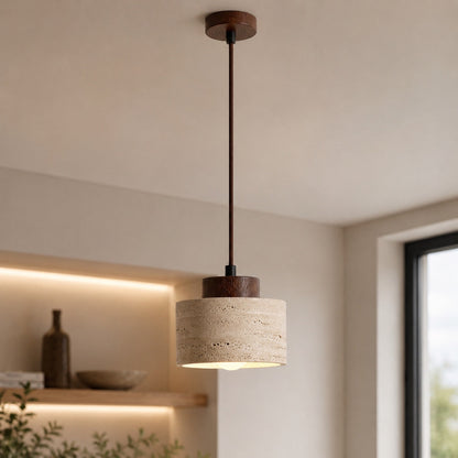 Travertine Stone Pendant Lamp | Nordic Minimalist Light