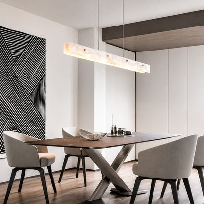 Marble & Steel Pendant Light | Adjustable LED Dining Fixture