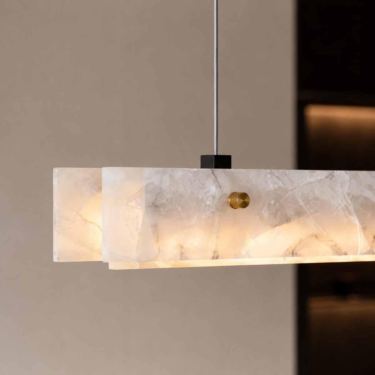 Marble & Steel Pendant Light | Adjustable LED Dining Fixture