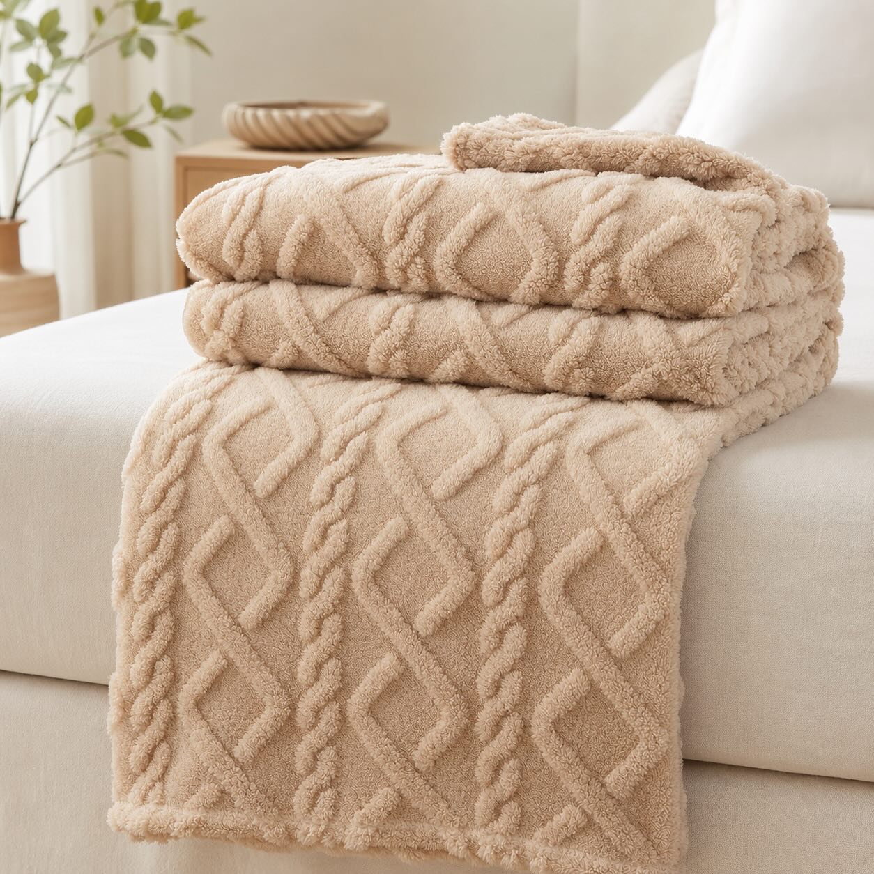 Lightweight Coral Fleece Throw – Soft Everyday Sofa and Bed Blanket